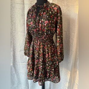 Old Navy Black Floral Long Sleeve Dress